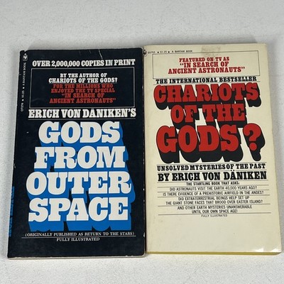 Erich Von Daniken Lot of 2 Vintage Paperbacks Chariots Gods from Outer Space