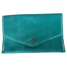 Portland Leather Green Envelope Pouch Clutch Wallet 