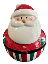 Gibson Santa's Delight Cookie Jar w/ Lid -Snack Christmas Tree Tabletop READ