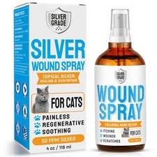 Cat Wound Care Spray with Silver Safe Formula 4 Oz for Wounds Irritation