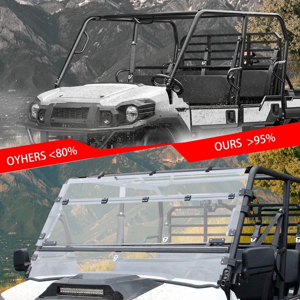 Front 3-IN-1 Flip Windshield Compatible with Kawasaki Mule PRO FXT 2015-2025 Foto 4 de 4