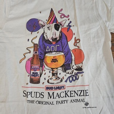 Vintage Bud Light Spuds MacKenzie Tshirt Mens M Single Stitch 1985