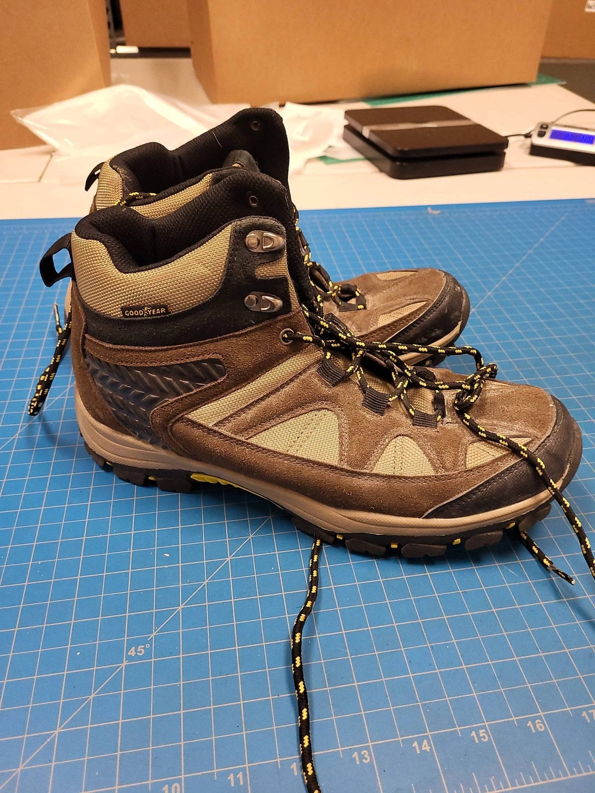 Goodyear Teton Men's Hiking Boots Size 9.5 Brown Mid Top Outdoor Trail Shoe Rugg