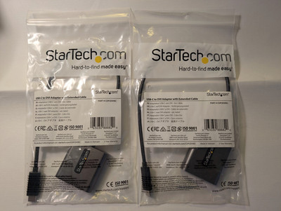 2 x StarTech CDP2DVIEC USB C to DVI Video / Monitor Adapters