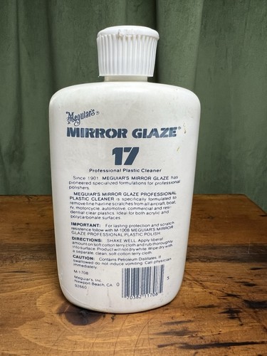 Vintage Meguiars Clear Plastic Cleaner/Polish Used Nearly Full - Picture 2 of 4