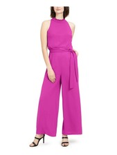 VINCE CAMUTO Womens Pink Self Tie At Waist Sleeveless Party Wide Leg Jumpsuit 8