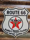 VINTAGE TEXACO PORCELAIN SIGN OLD 1952 ROUTE 66 AMBLER GAS STATION CAR MOTOR OIL