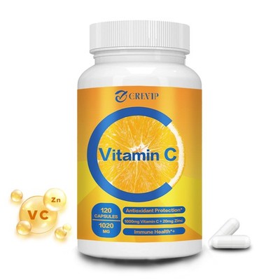 Vitamin C Capsules With Vitamin C Extract, Antioxidant Supplement, 120 Capsules