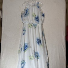 Old Navy Floral Maxi Dress Womens L Flutter Sleeves Flowy Lined Chiffon Romantic