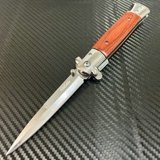 9 Wood Tactical Spring Assisted Open Blade Folding Pocket Knife Hunting Survival