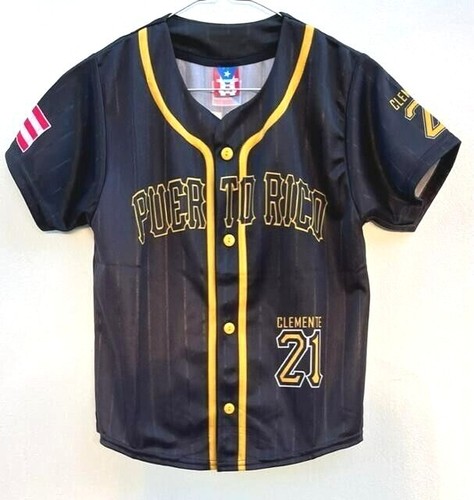 Maillot de baseball enfants Porto Rico Boricua PR drapeau Clemente tailles - Photo 1/6