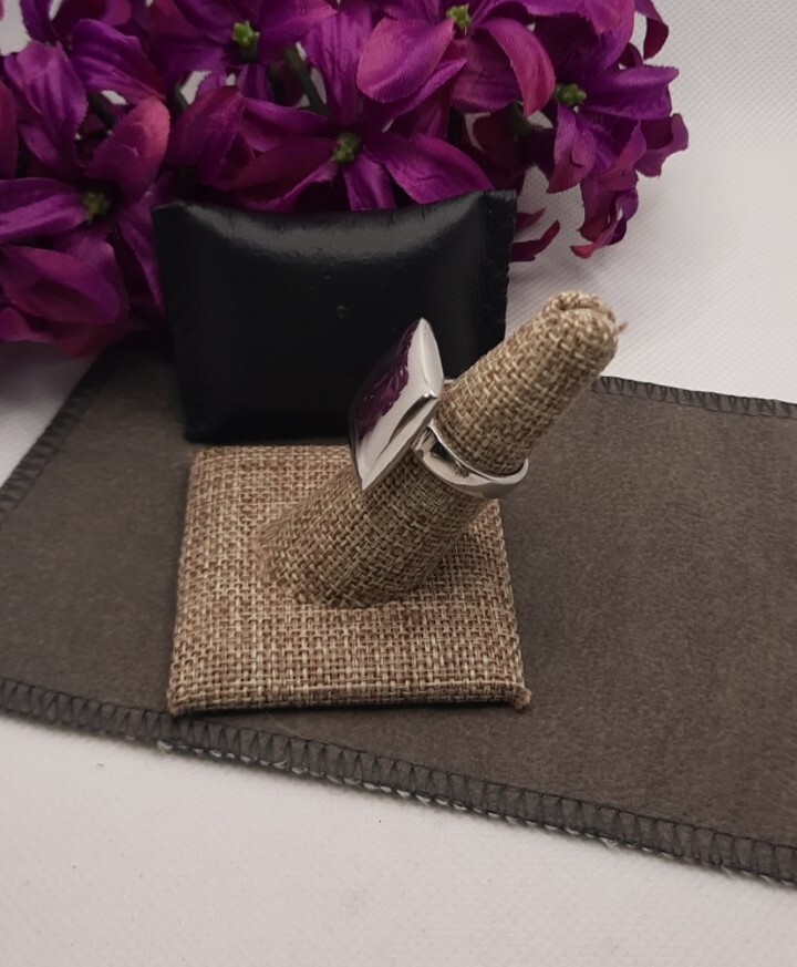 Signed Abstract Square Tablet Ring, Sterling Silv… - image 3