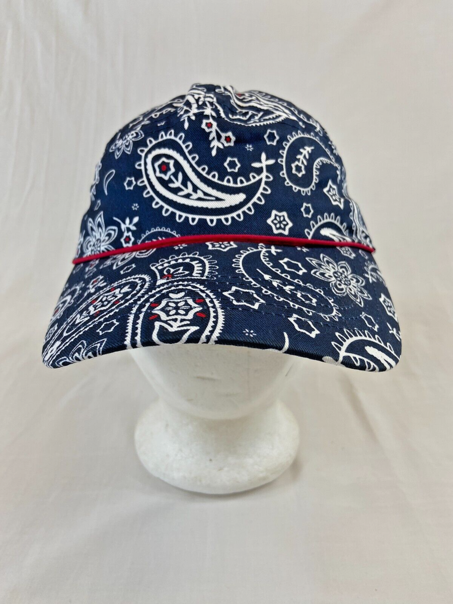 Womens Paisley Printed Baseball Cap Tie Back Hat Bow Blue Red Rope  Adjustable