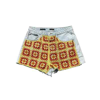 Wild Fable Womens Crochet Accent Raw Hem Jeans Denim Shorts Gray Size 12