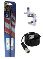 Aries Technology 10819 4' 500 Watt CB Radio Antenna BLACK ,9' COAX,MIRROR MOUNT