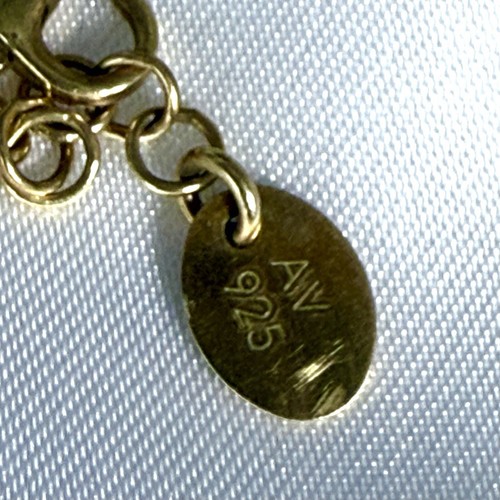 "Collar gargantilla AV chapado en oro 925 ITALIA estación de cuentas de plata 14""" - Imagen 5 de 6
