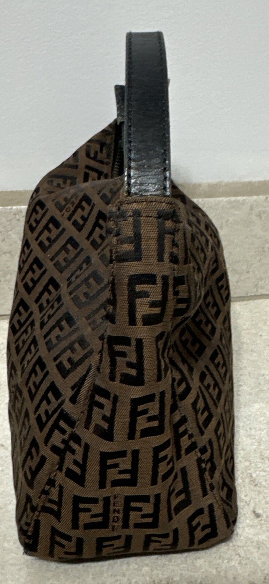 Vintage Fendi Brown Zucca Purse Brown Jacquard Leather Strap Vintage Fendi Brown Zucca Purse Brown Jacquard Leather Strap