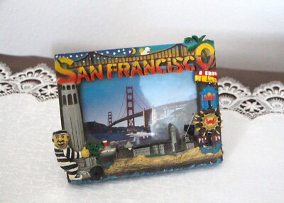 San Francisco Souvenir Picture Frame, 3D Landmarks Vintage Collectible, 4 x 6