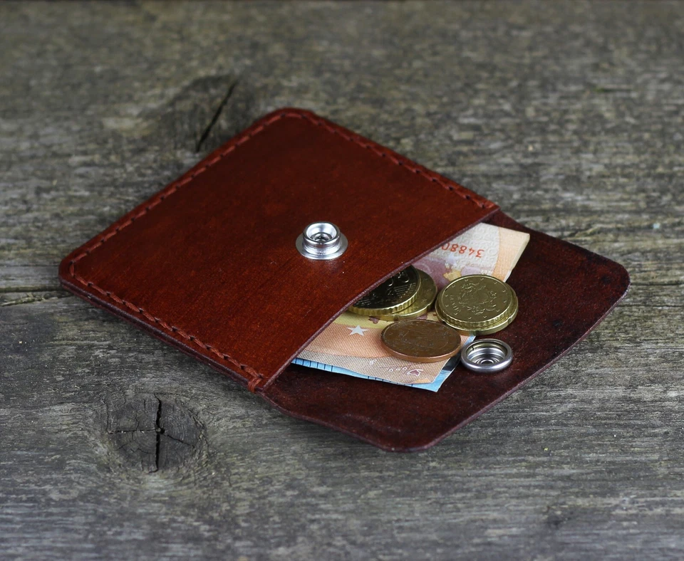 Leather coin wallet, coin purse, money purse, slim wallet, leather accessories. - Image 4 of 4