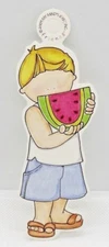 Picnic Boy Watermelon Blonde RETIRED 2005 My Mind's Eye Die Cut 