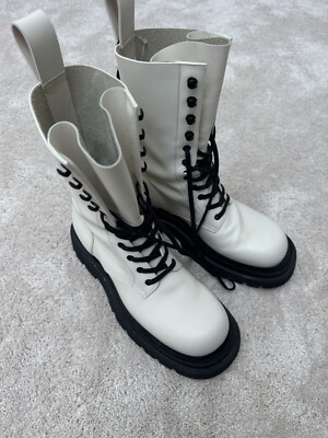 Stiefeletten / Boots Von Bottega Veneta, Creme, Gr. 40, Leder 