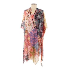 Raj Boho Colorful Flowy Floral Brocade Print Kimono One Size NWT