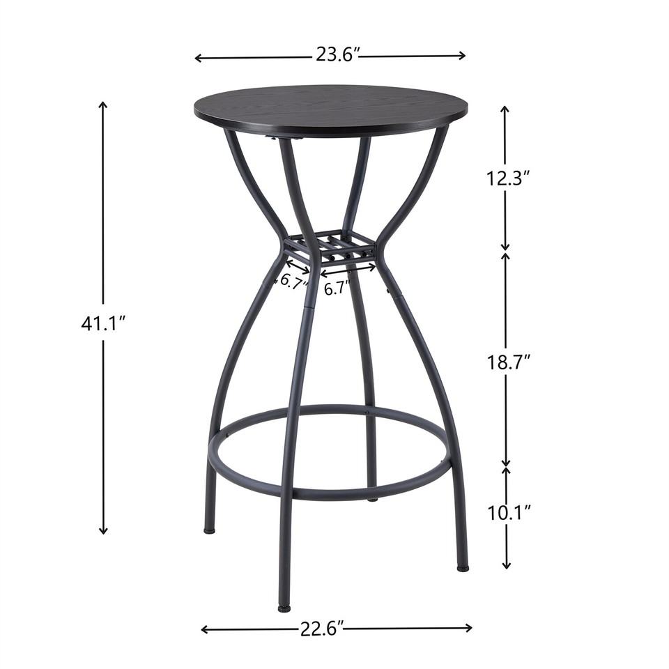 3 Piece Bar Table Set Counter Height Kitchen Table w/ 2 Upholstered