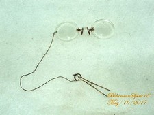 ANTIQUE PINCE NEZ BY-HOLD-SURS GOLD FILLED EYEGLASSES WITH CHAIN  HAIRPIN