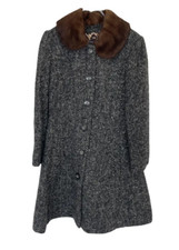 Dolce & Gabbana Navy Embroidered Tie Coat With Fur Cuffs Collar