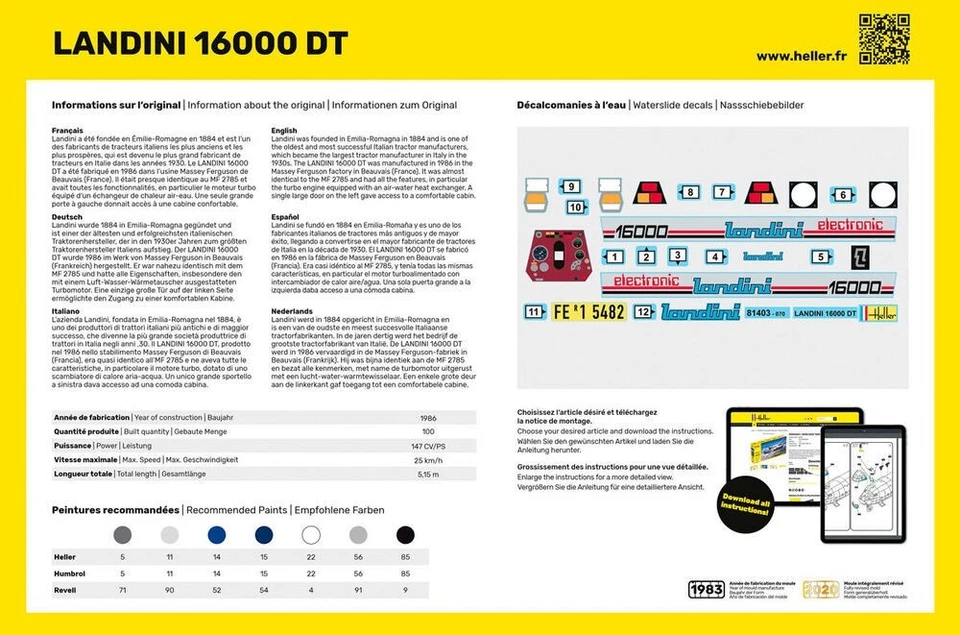 Modello Trattore Landini 16000 DT 1/24 - Heller Starter Kit 57403 - Immagine 2 di 4
