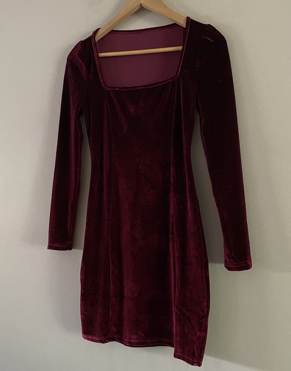 long purple dress with sleeves Dark Purple Satin Long Sleeves Beaded Velvet Bridesmaid Dress, Purple