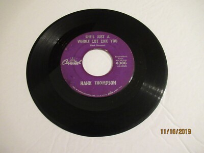 Hank Thompson: She's Just A Whole Lot Like You / There My Future Goes / 45 Rpm