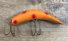 Vintage Kautzky Lazy Ike - 3 Wood Fishing Lure Orange Red Spots