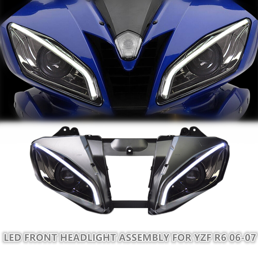 2006-2007 Yamaha YZF R6 1X LED Headlight Assembly Front DRL