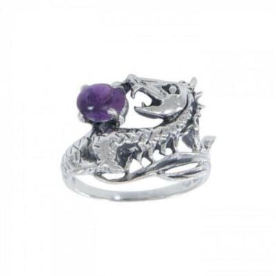 Drachen Amethyst 925 Sterlingsilber Ring Feiner Mystischer Amulett Schmuck