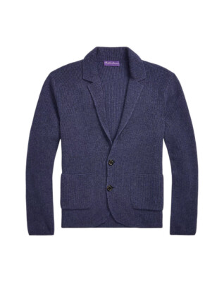 Ralph Lauren Purple Label Blue Cashmere Blazer Cardigan Sweater