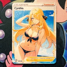 Cynthia Full Art Pokemon Goddess Story Custom Trading Card Anime Waifu Holofoil