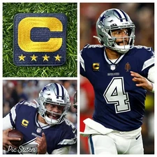 2024 NFL Team Issued Pro Captain’s Patch Four Star Gold Navy Dallas Cowboys