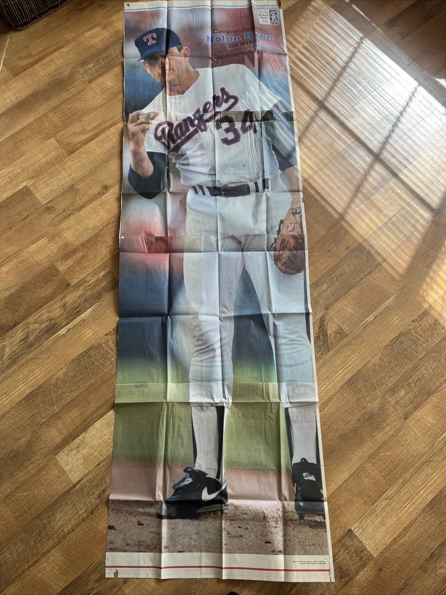 Vintage Ultra Rare Life Size Newspaper Nolan Ryan 6.5 Ft Tall; 8-1 