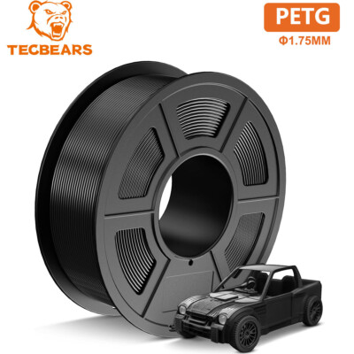 TECBEARS PETG Black 3D Printer Filament Consumables 1.75mm 1KG NO Tangle Neatly