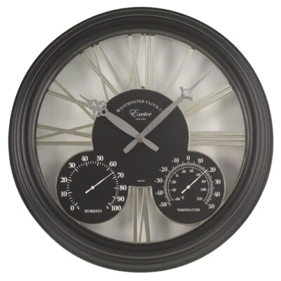 Smart Garden Exeter Wall Clock and Thermometer - Black - Image 1 of 4