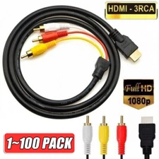 5FT HDMI Male To 3 RCA Video Audio AV Transmitter Adapter Cable HDTV 1080 Lot
