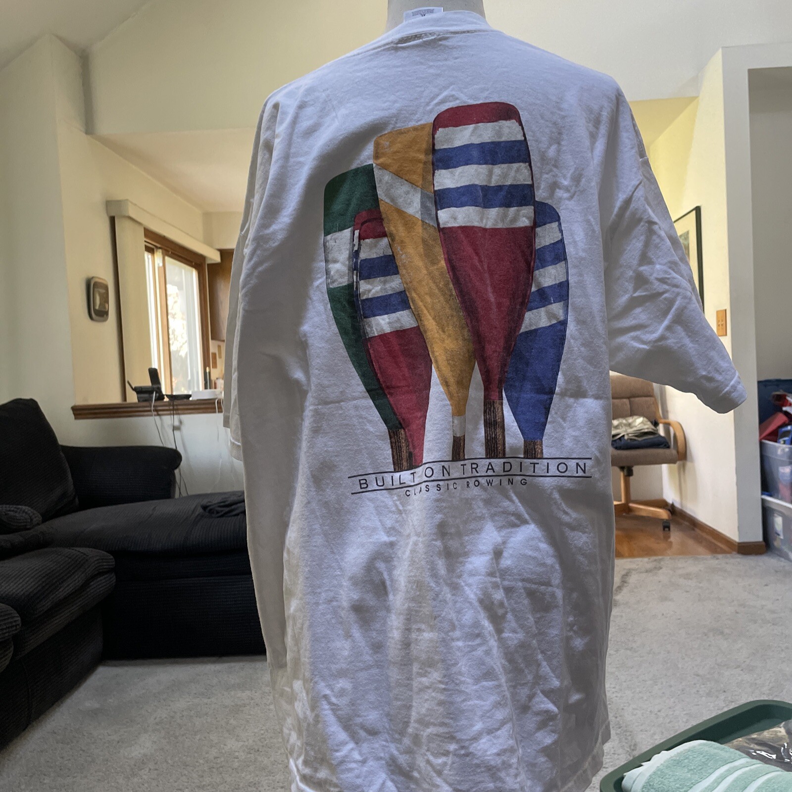 FILA T shirt bianca c&B canottaggio manica corta taglia XL