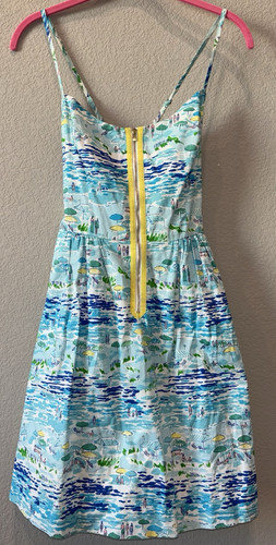 Lilly Pulitzer Alexi High Tide Beach Resort Mini Dress Spaghetti Strap Womens 4 - Picture 1 of 5
