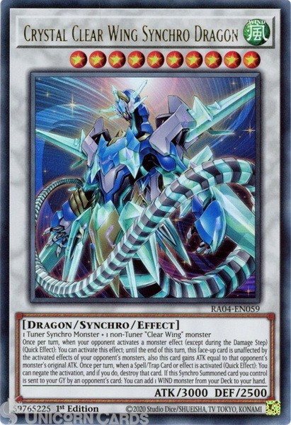 RA04-EN059 Crystal Clear Wing Synchro Dragon : Ultra Rare 1st Edition Mint YuGiO