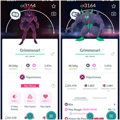 #ad #ad Gigantamax Grimmsnarl Level50 3 Gmax moves Tr de 20K Stardust $5.90