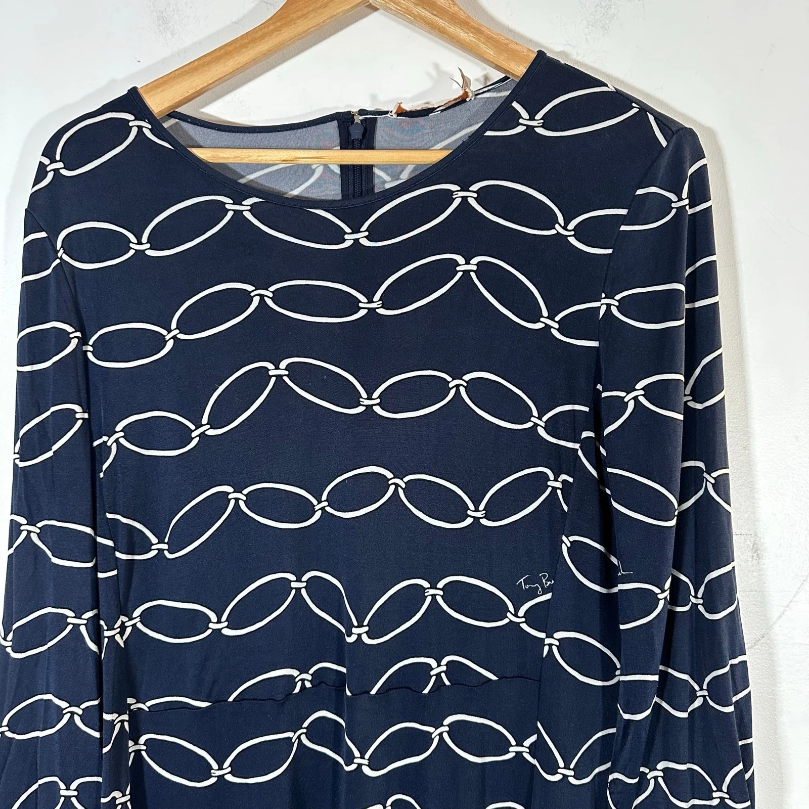Abito Tory Burch Giovanna Navy a maglie ellittiche Donna L