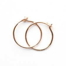 Minimalist 14k Rose Gold Fill Hoops. Small 10mm 22 gauge Handmade Pink Gold E...