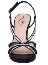 Nina Bonney Rhinestone Mesh Block Heel Sandals Black Size 8M NIB