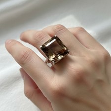 VTG Smokey Quartz Sterling Silver Womens Ring 6.5 Cocktail Statement